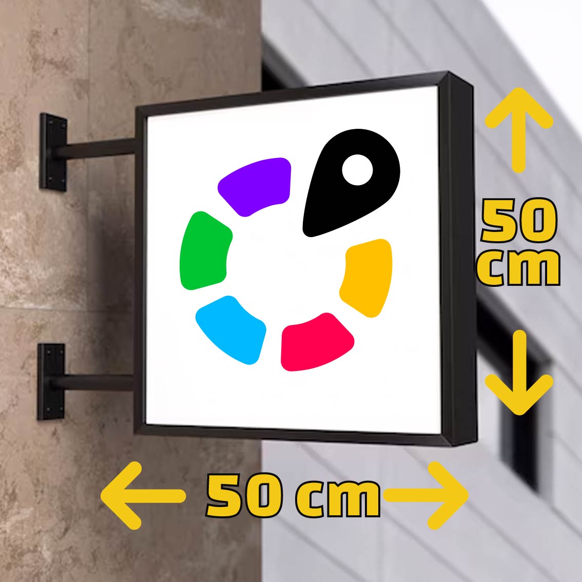 50x50 Letrero Rompetrafico Luminoso Cuadrado - Imagen 2